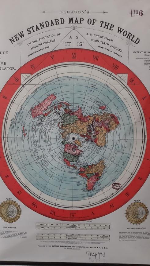 מפה של העולם השטוח משנת 1892 | צילום רפודוקציה